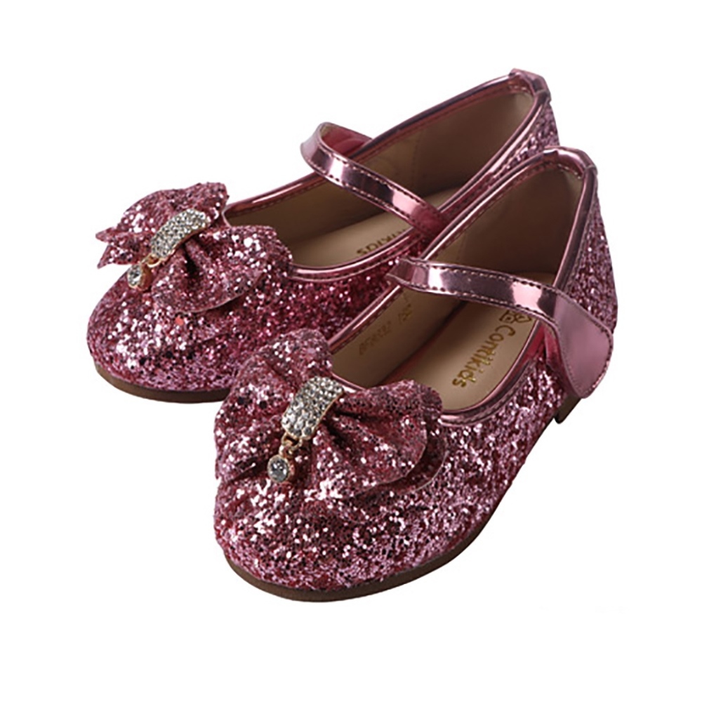 Girls Mary Jane Glitter Ballerina Flat Pink Shoes